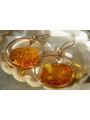 Russian Soviet silver rose gold plated 925 Amber earrings veab005